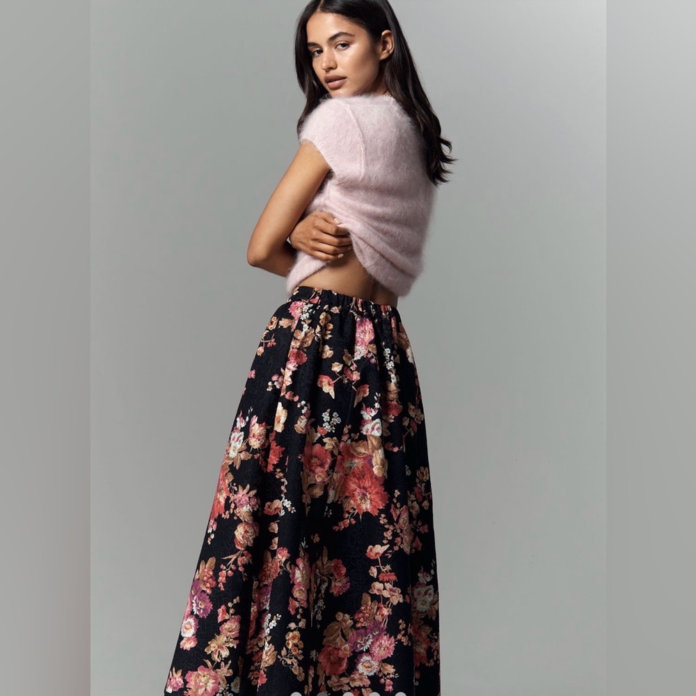 NWT The Jacie Floral Jacquard Midi Skirt By Maeve